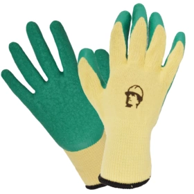 Перчатки "РосМарка" трикотажные с рельефным латексным покрытием, желтый/зеленый