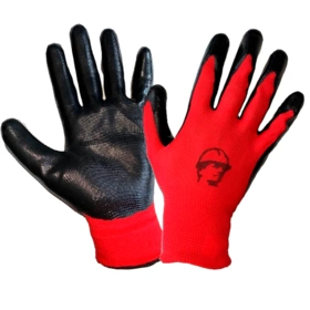 Перчатки "РосМарка" нейлоновые с нитриловые покрытием, красный/черный