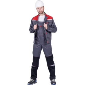 Костюм "КМ-10 Люкс" мужской куртка/полукомбинезон, серый/красный