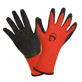 Перчатки "РосМарка" нейлоновые с рельефным латексным покрытием, красный/черный