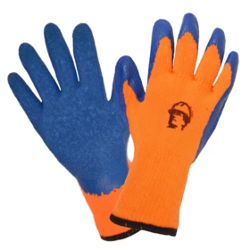 Перчатки "РосМарка" акриловые 7G с рельефным латексным покрытием, оранжевый/синий (120гр)