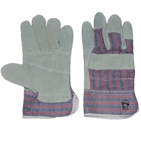 Перчатки "РосМарка" спилковые комбинированные (2200), серый/синий/красный