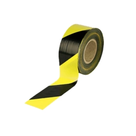 Лента оградительная черная с желтым, шир. 75 мм (1х250)