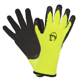 Перчатки "РосМарка" акриловые 7G вспененное латексное покрытие, лимонный/черный (120гр)