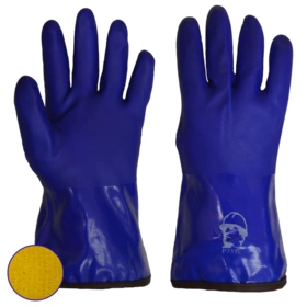 Перчатки "РосМарка" ПВХ полное шероховатое покрытие, утепленные, синие, 30см
